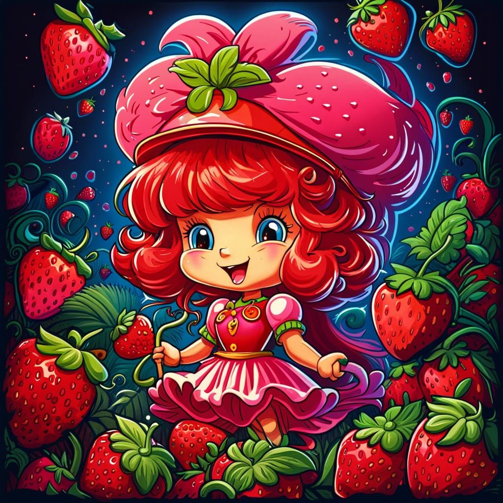 Strawberry Shortcake in 2D Game Art Style
