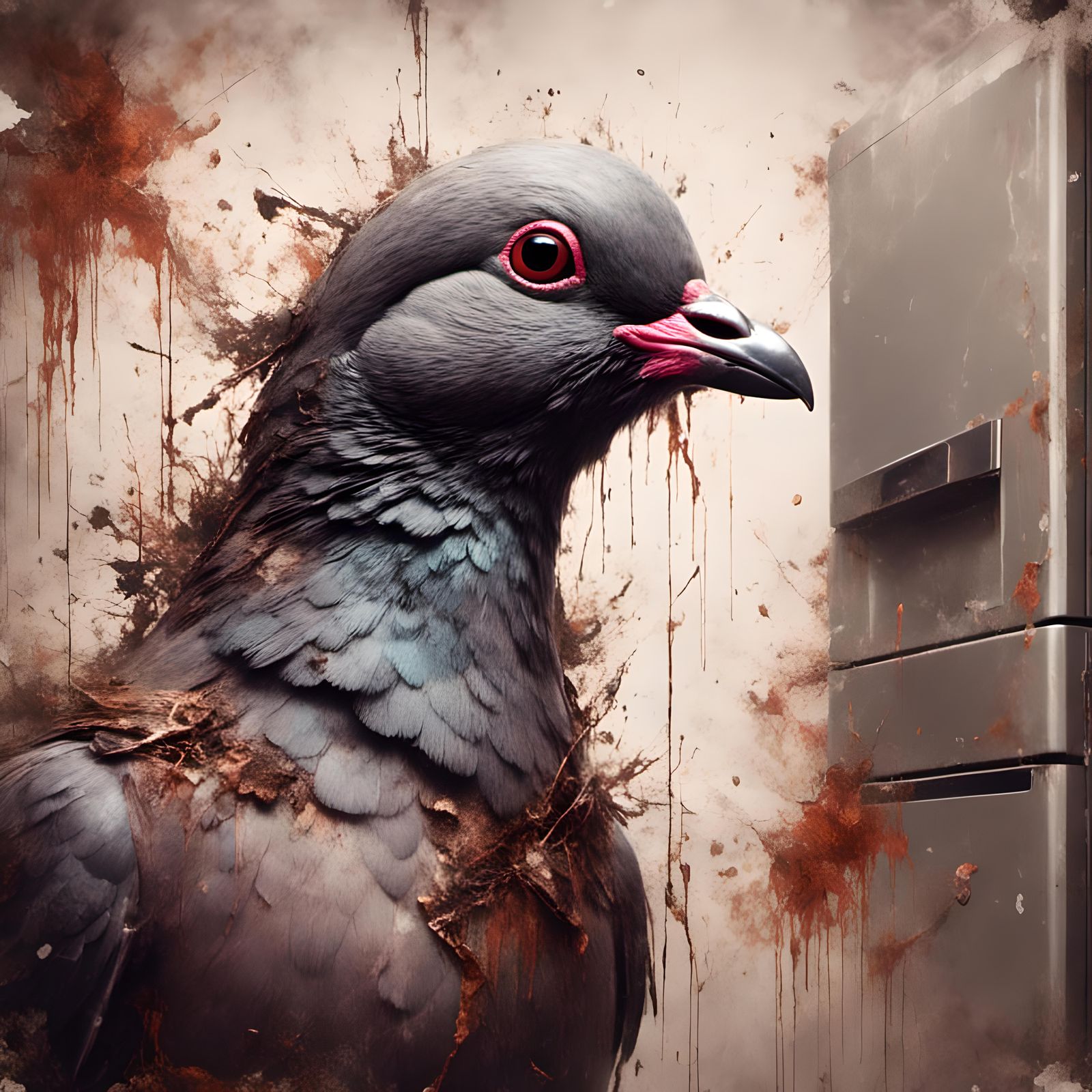 Adorable Macabre Pigeon Opens Fridge, Expressive Character D...