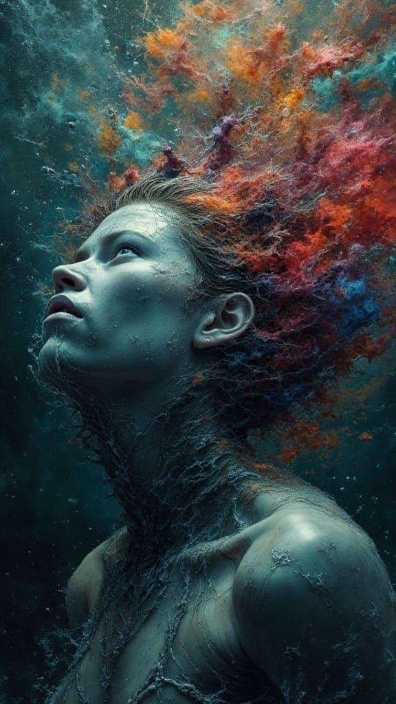 Mindscape of Emotions: Faces Emerging from Water