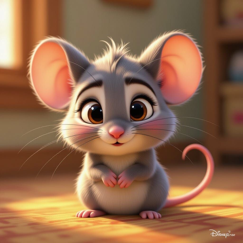 Shy Mouse in Vibrant Cartoon Style