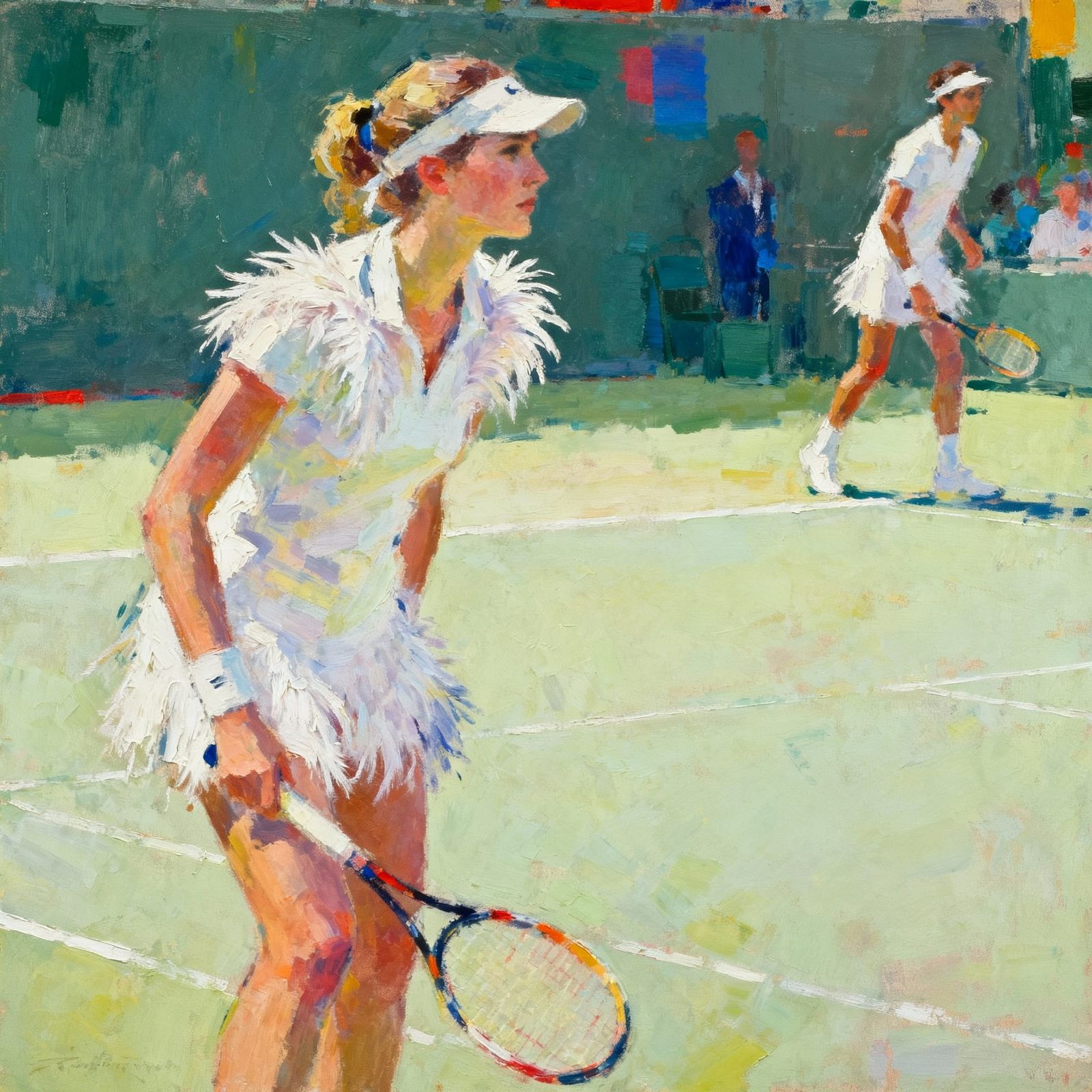Abstract Tennis Players in Pastel Hues