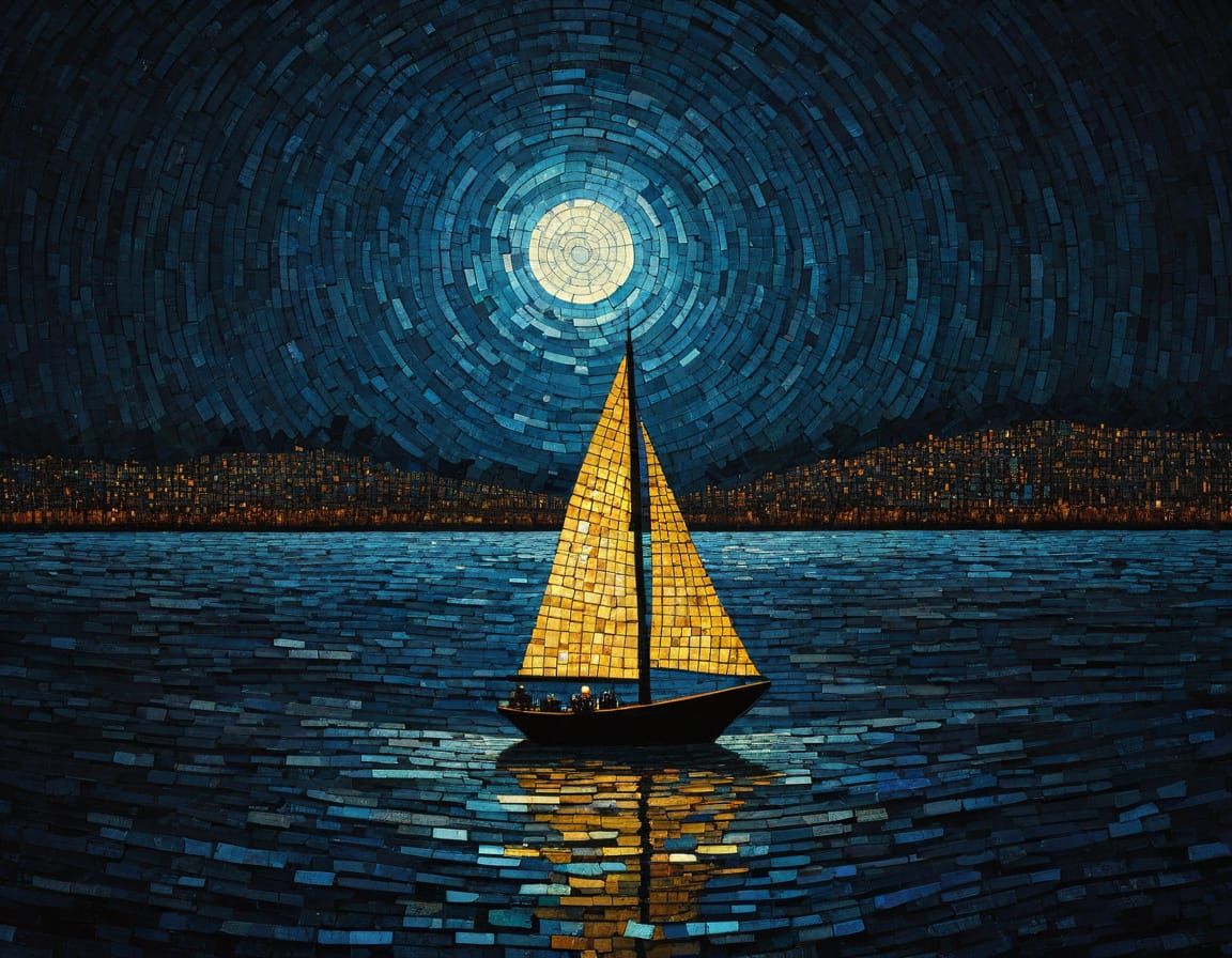 Surrealist Sailor Made from Geometric Shapes