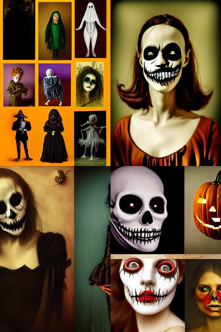 Eerie Halloween Costumes: A Surreal Dark Portrait