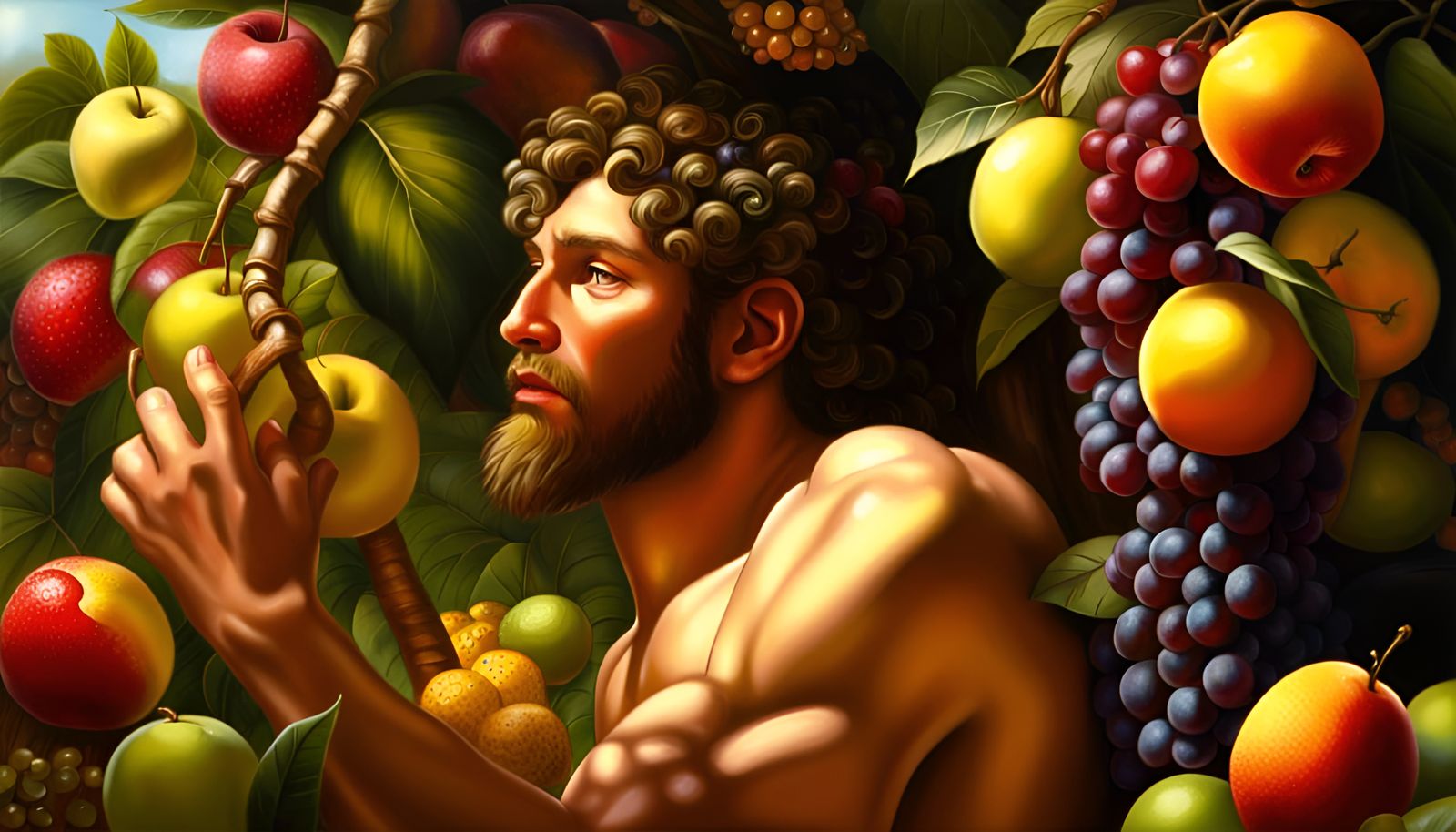 Adam and the Forbidden Fruit: Renaissance Oil Painting