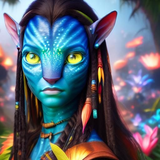 Detailed Avatar Na'vi Woman in Jungle Setting