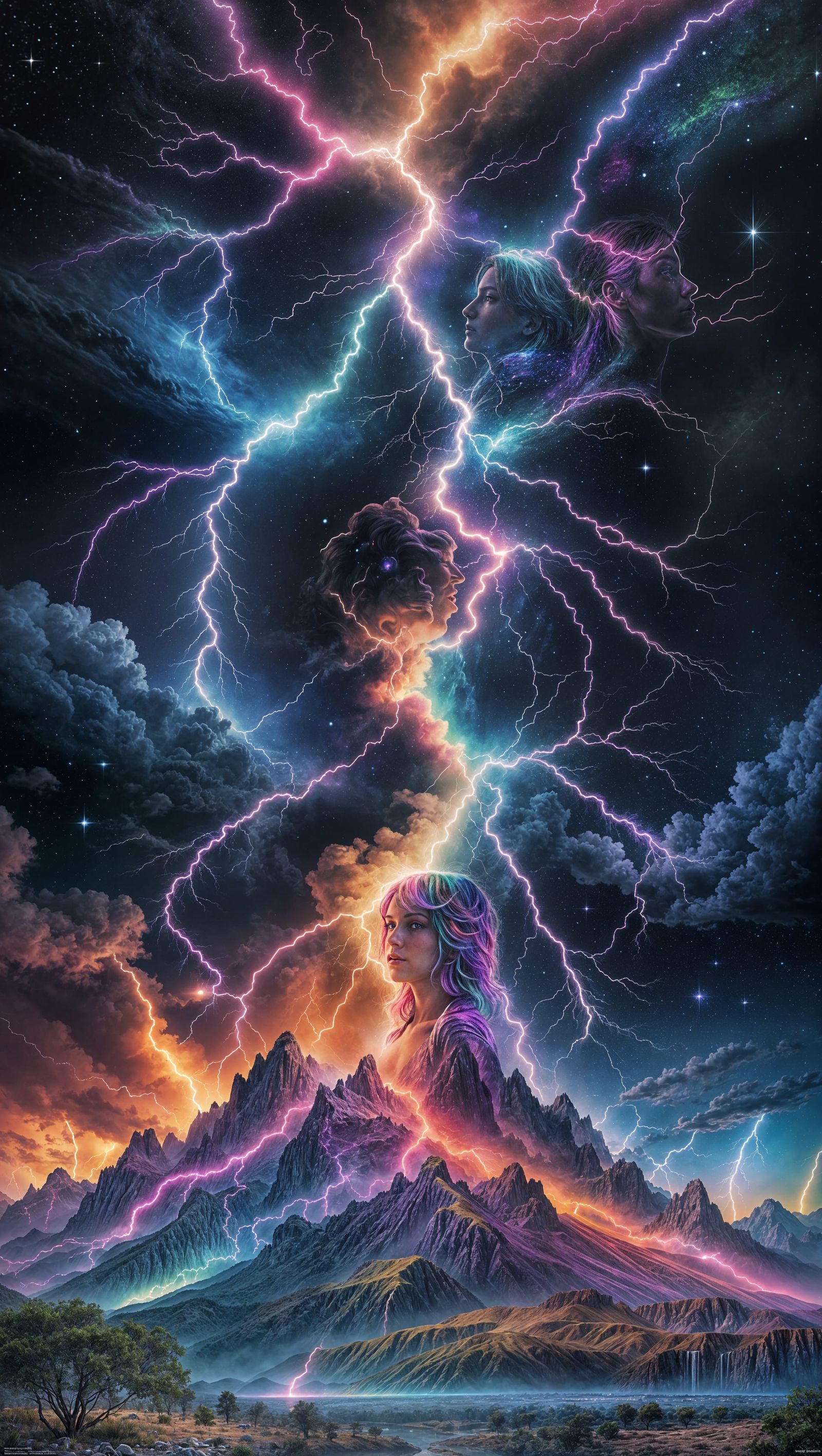 Rainbow Lightning Astral Illustration in 8K