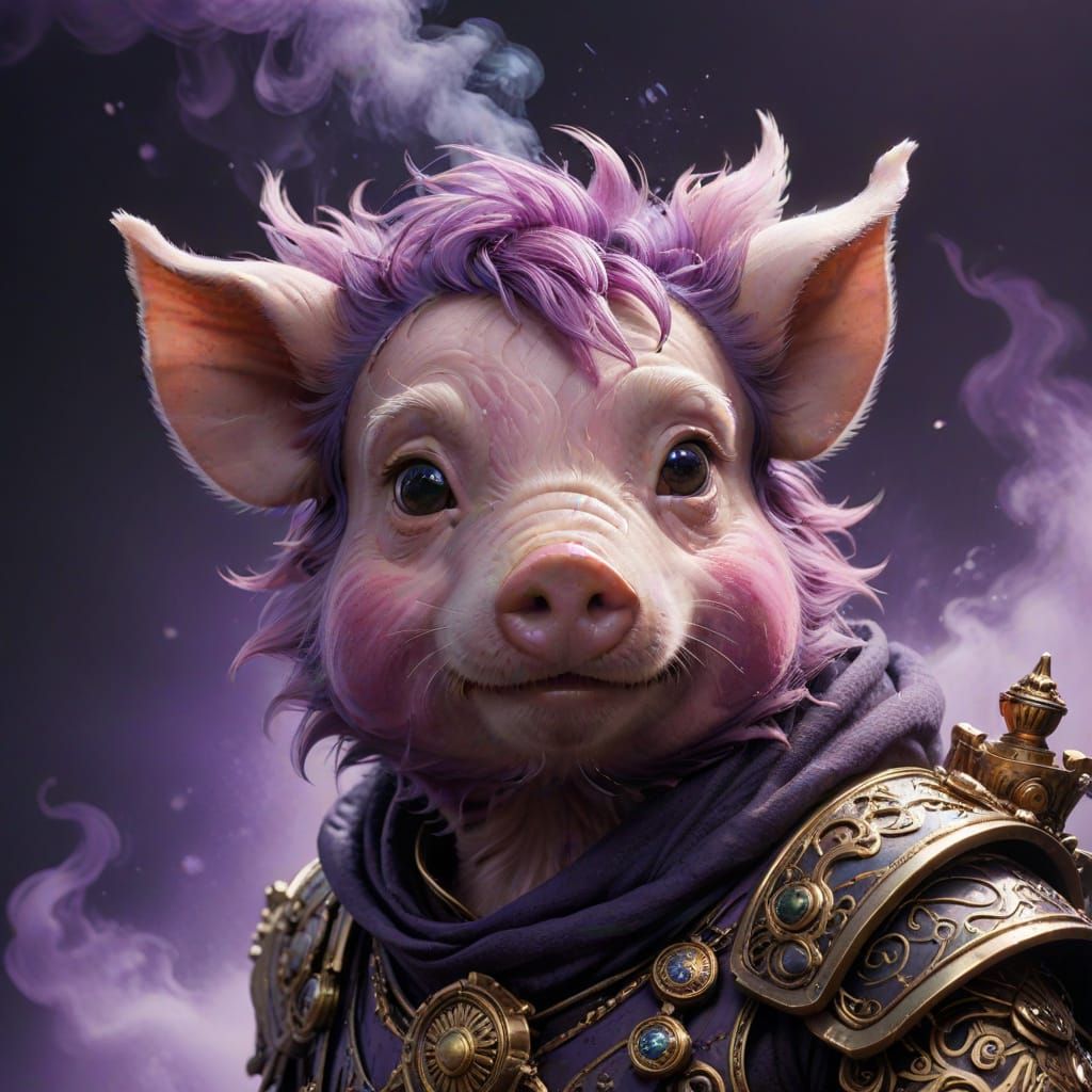 Furry Piglet Portrait in Fantasy Realism Style