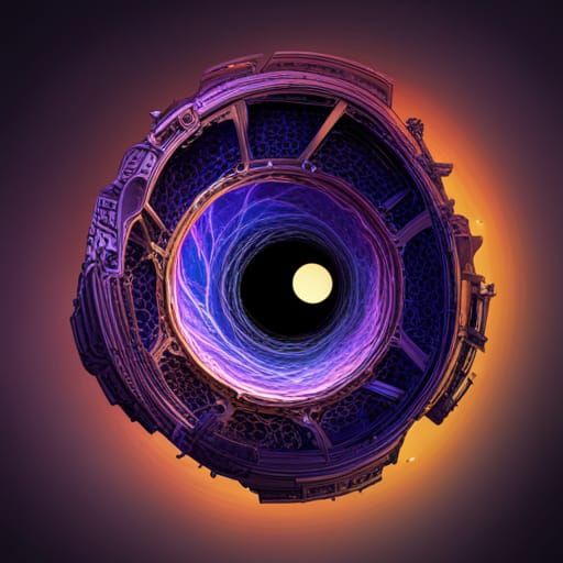 Black Hole Spaceship Concept Art in Digital Illustration