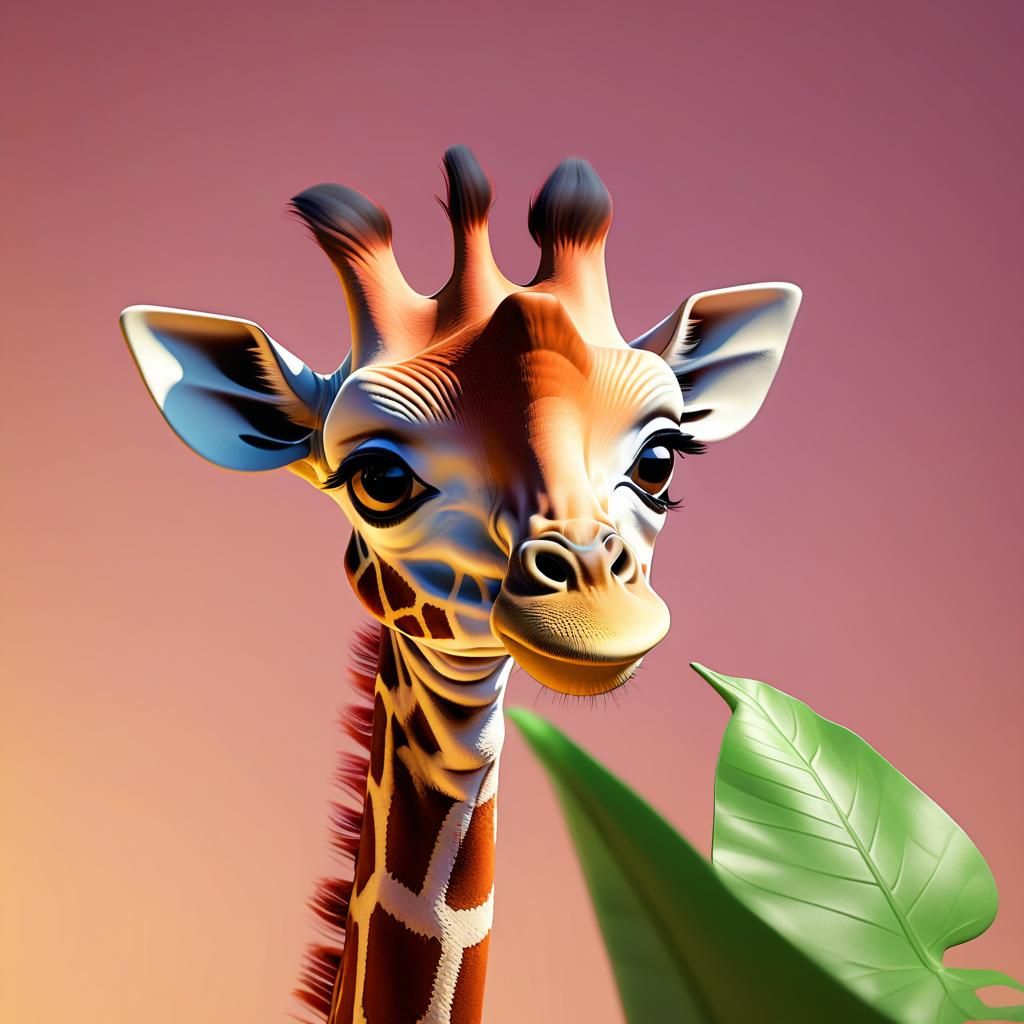 Adorable Baby Giraffe in 3D Digital Art