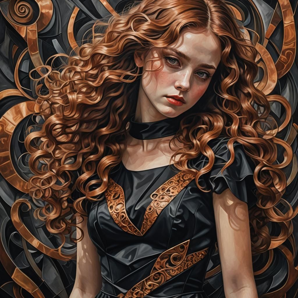 Cubist Portrait of Girl with Copper Curls