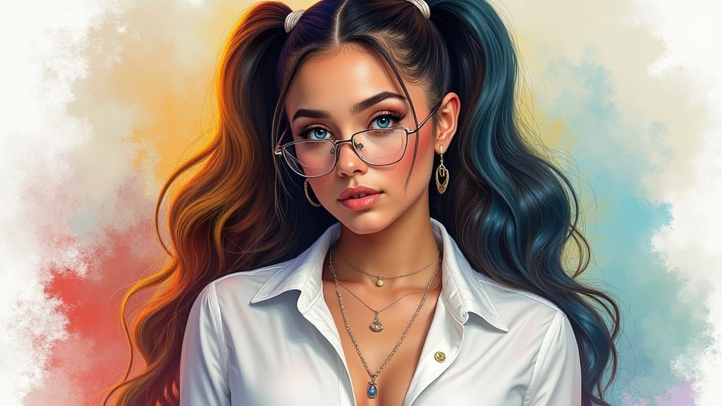 Stunning Portrait of a Sophisticated Woman in a Bold Artisti...