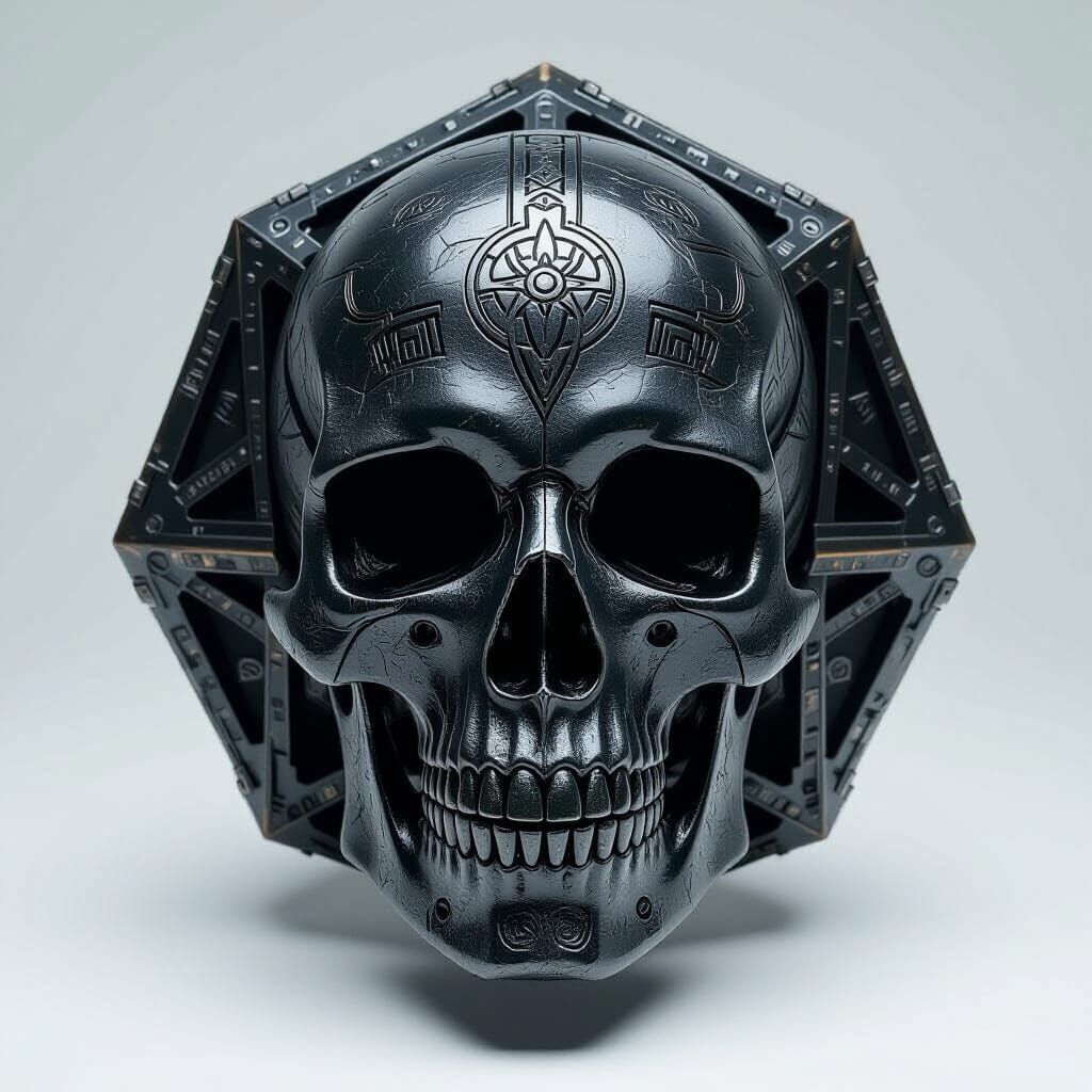 Octahedral Holocron with Cyberpunk Mysticism Aesthetic