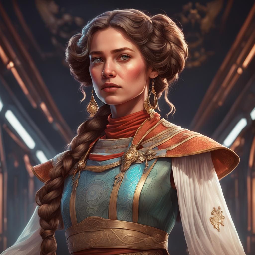 Princess Leia Portrait in Art Nouveau Style