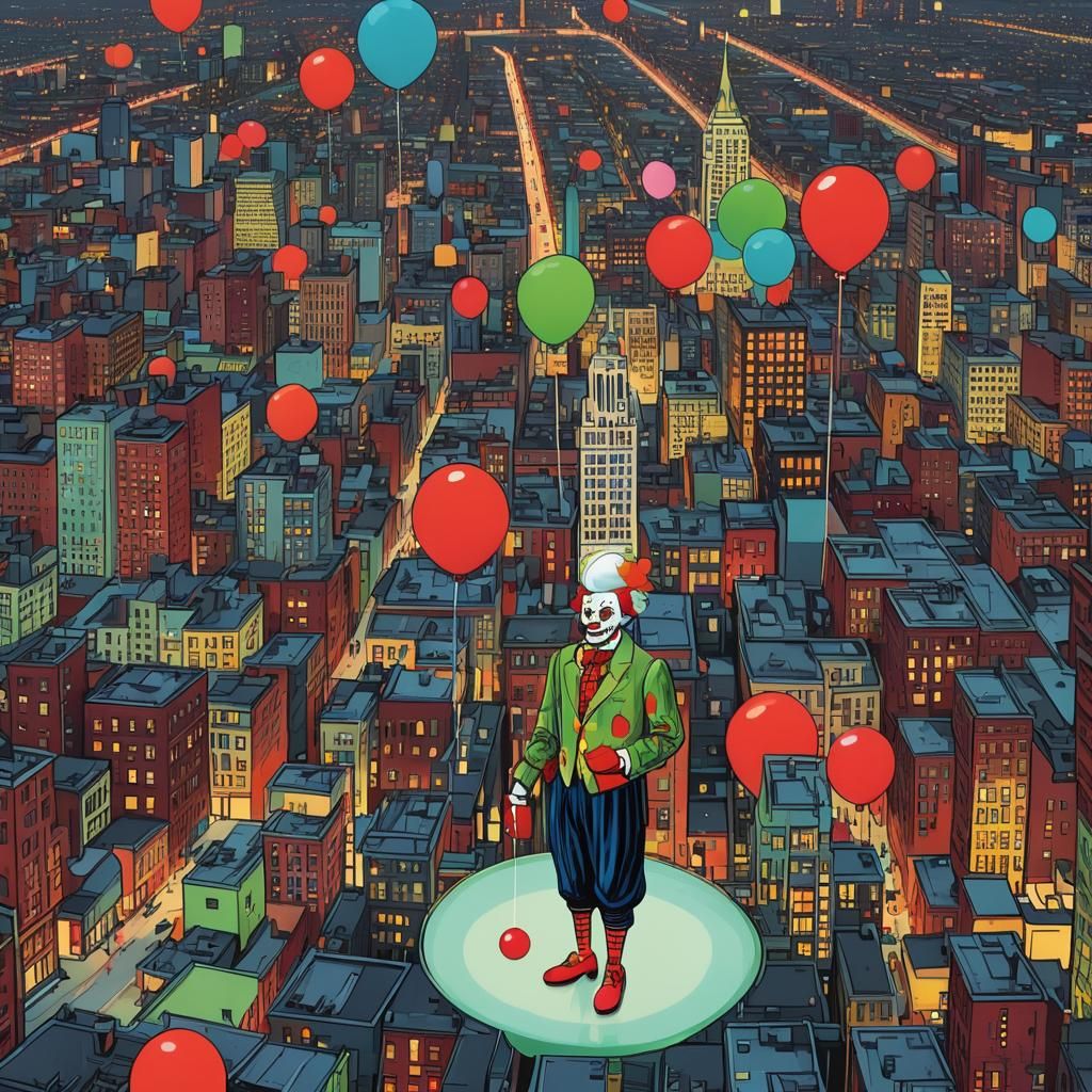 Brooklyn Cityscape with Strawberry Kiwi in Pop Art Style