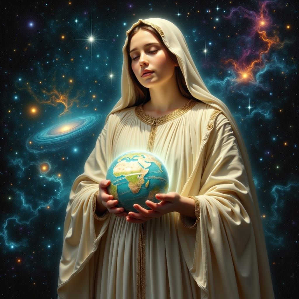 Divine Virgin Mary Embodied in Cosmic Splendor