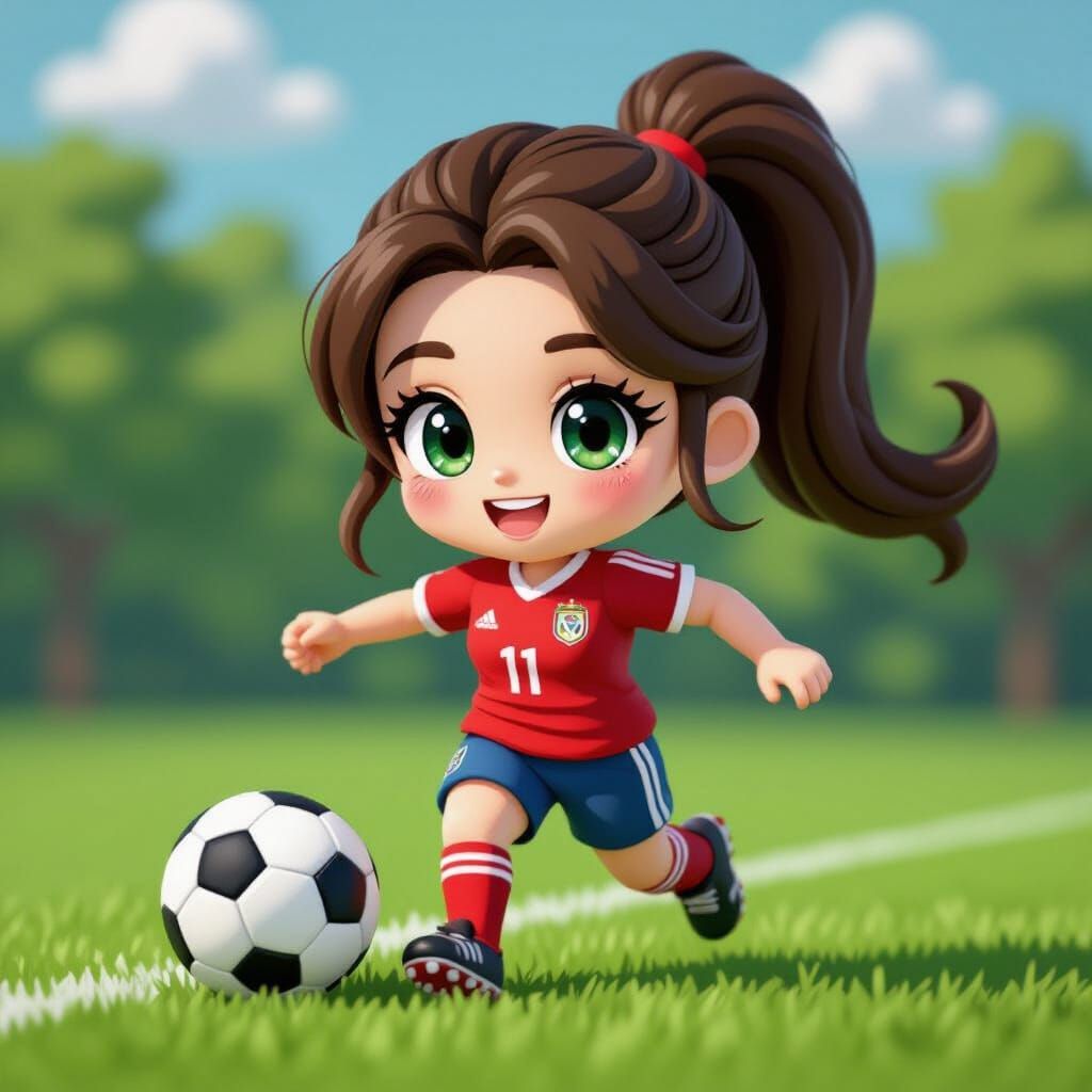 Cute Yarn Art: Woman Playing Soccer