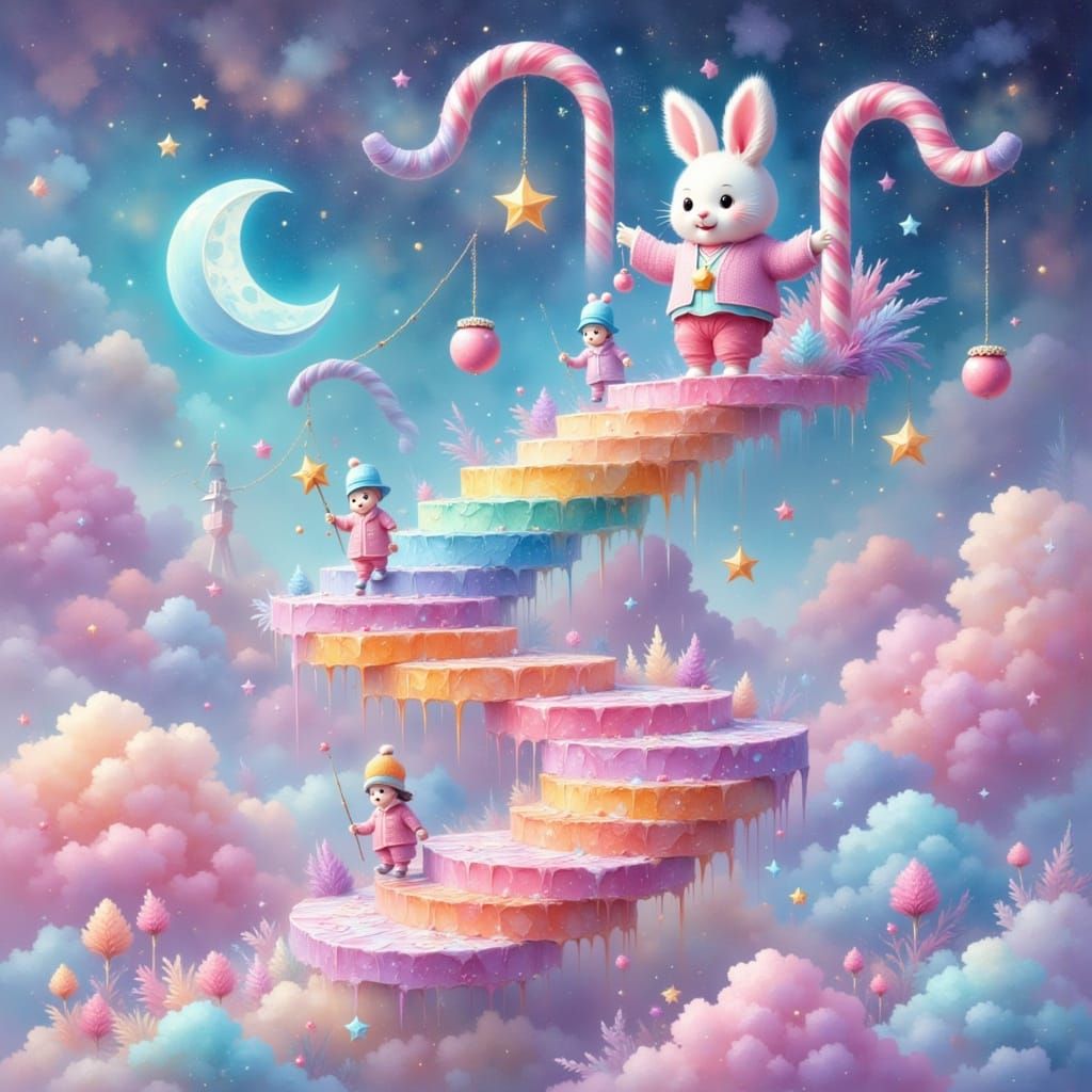 Crystal Candy Cane Staircase to a Sugared Cloud World