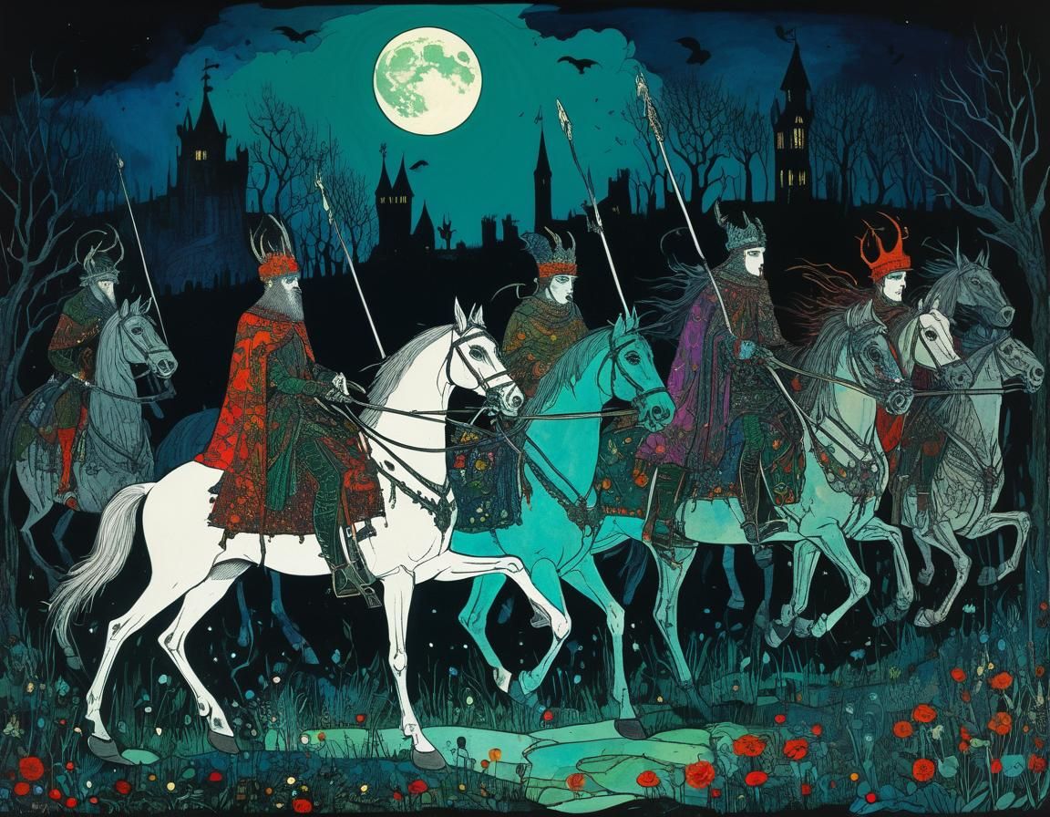 Herne's Wild Hunt in Art Deco Style