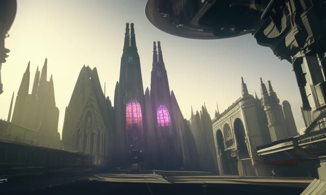 gothic arquitecture in space, gothic art cosmic futuristic s...