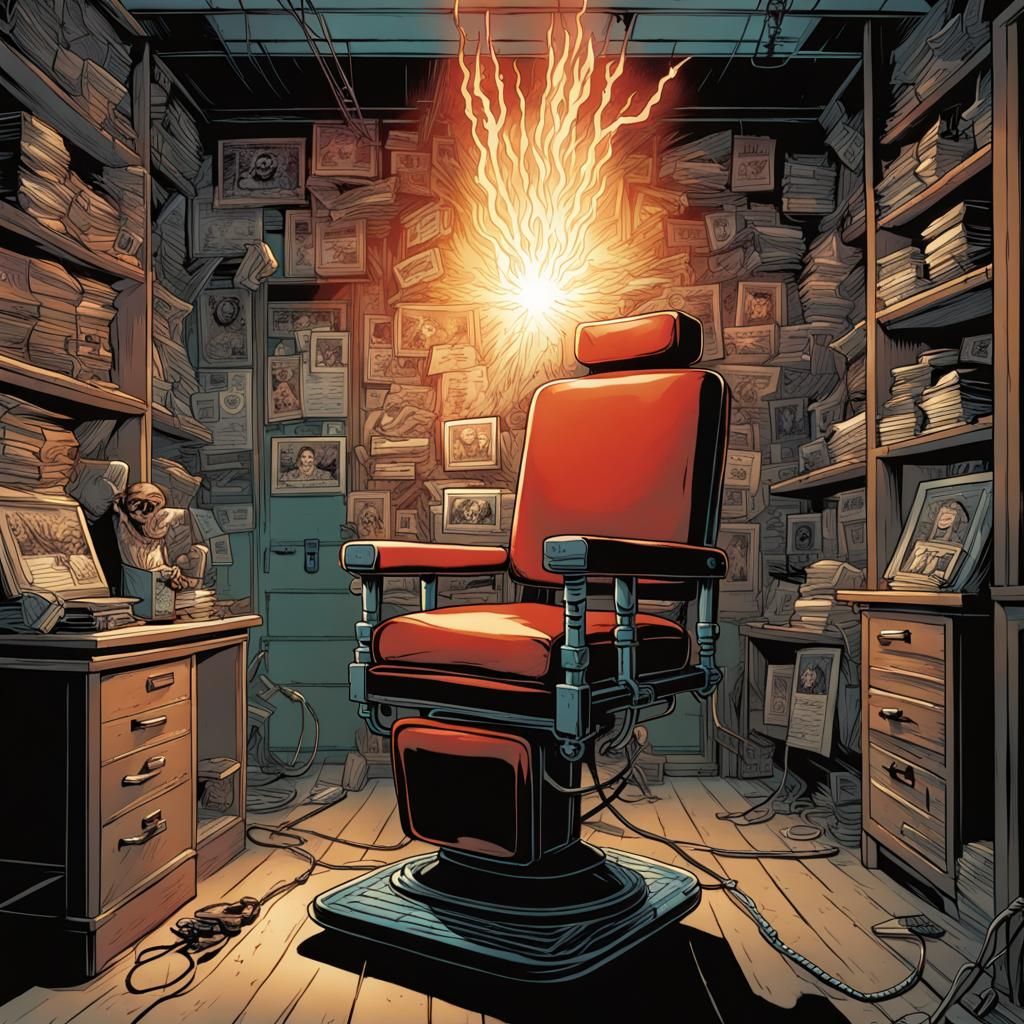 Electric Chair in Comic Book Art Style