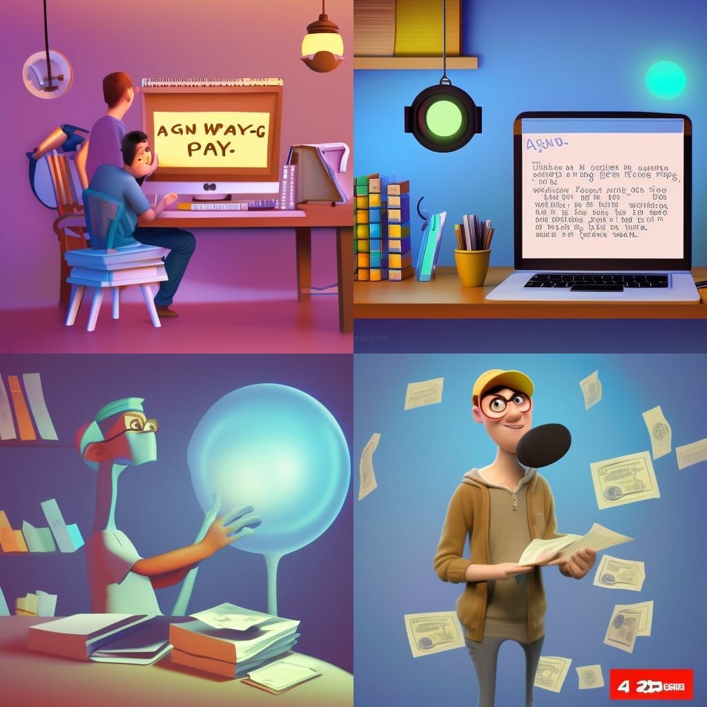 Cartoon About Writers Getting Paid: Pixar-style 3D Art