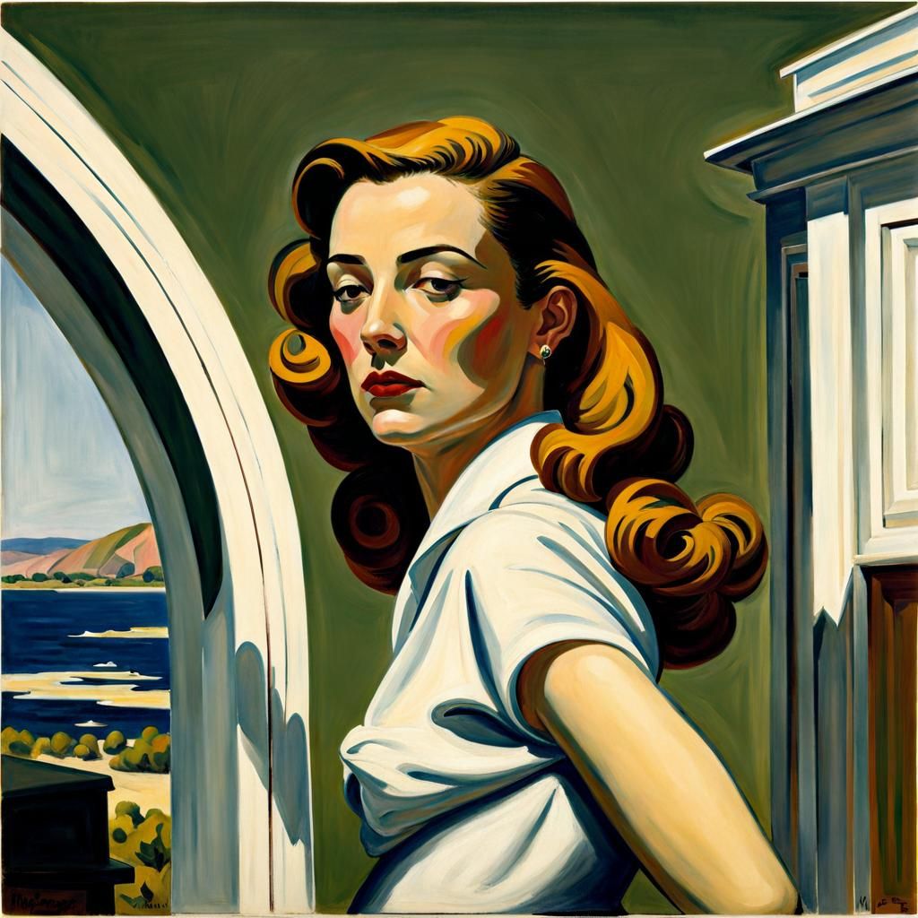 Modernist Landscape Inspired by Hopper and O'Keefe