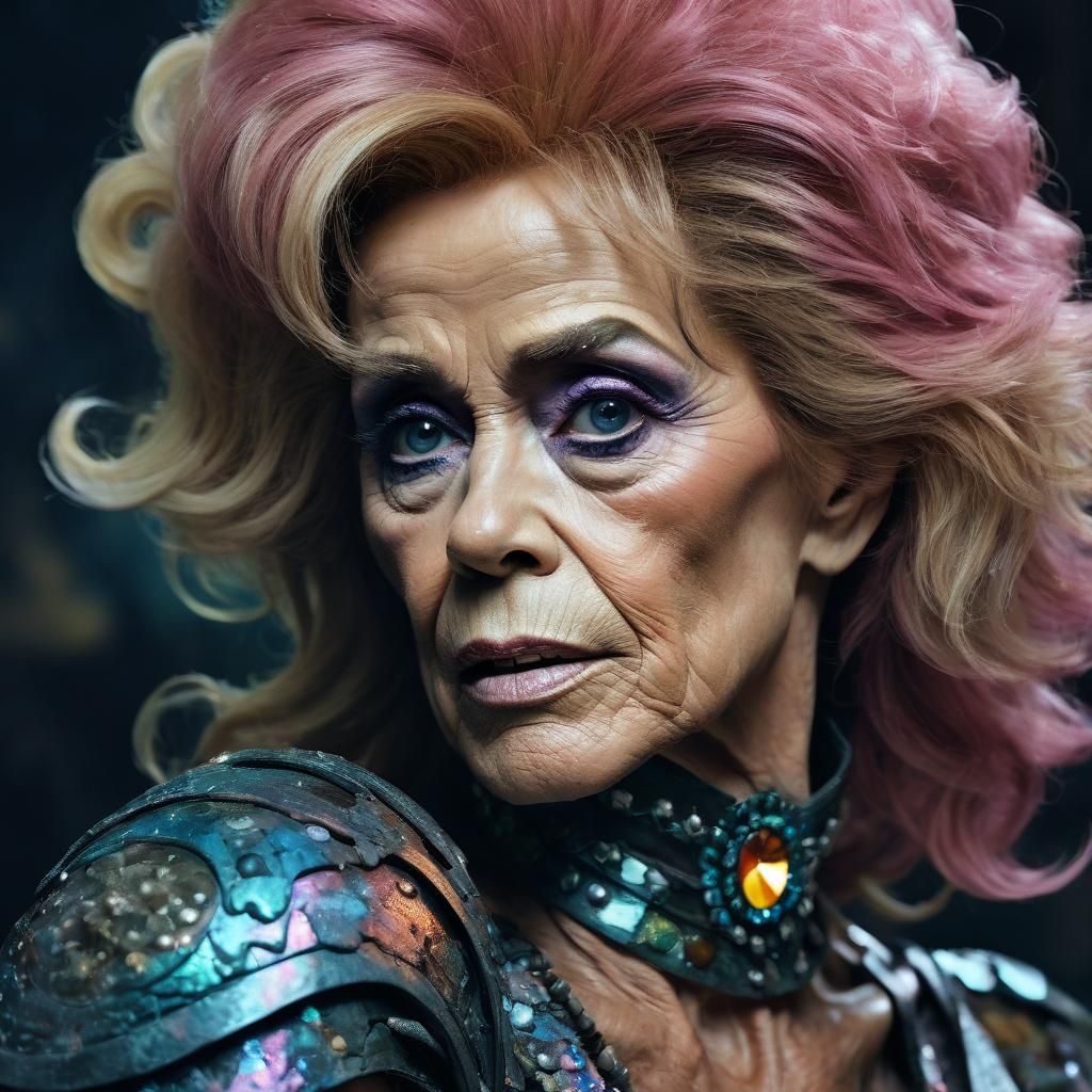 Glamorous Portrait in Retro-Futuristic Matte Painting Style