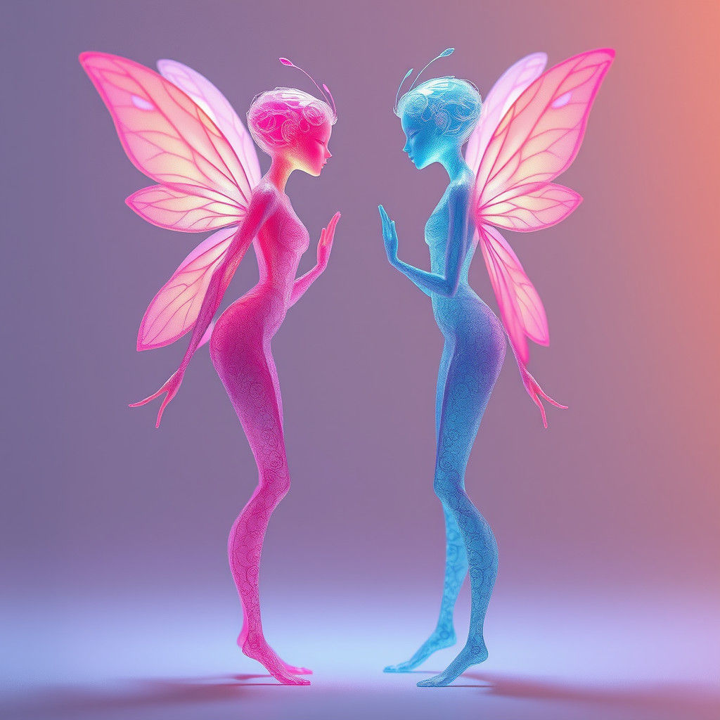 Radiant Light Fairies in Digital Art Style