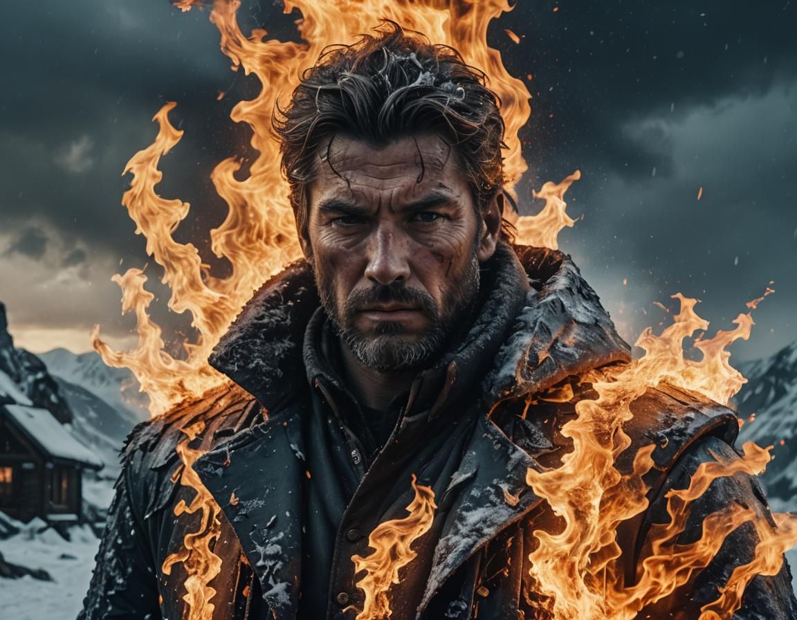 Epic Fire and Ice Man Portrait