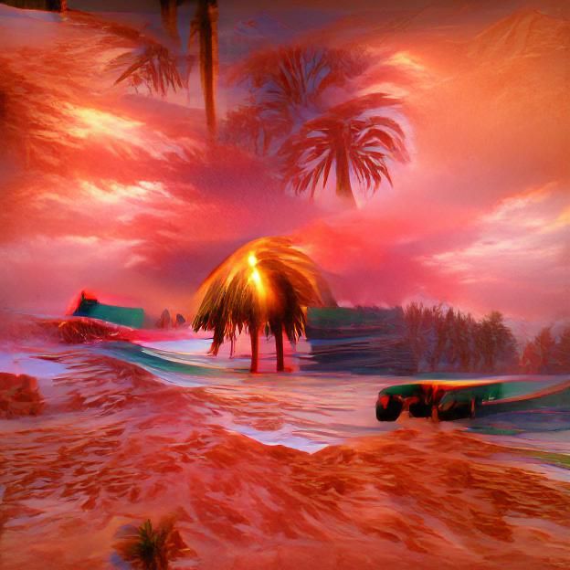 AI Generated Surfing Image