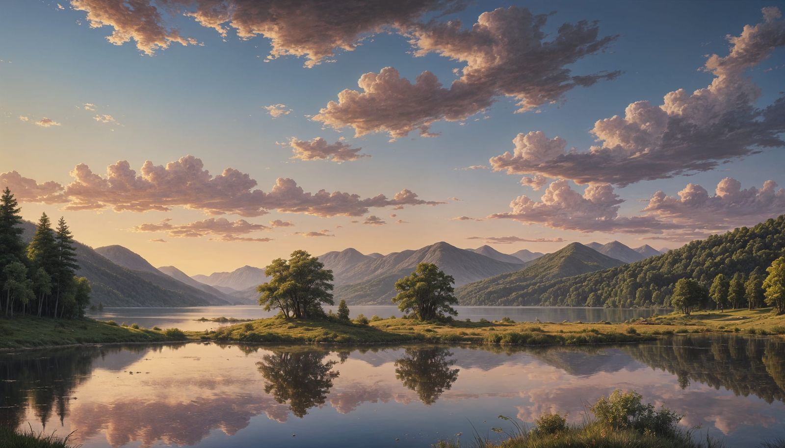Valley Lake View in Hyperrealistic Style