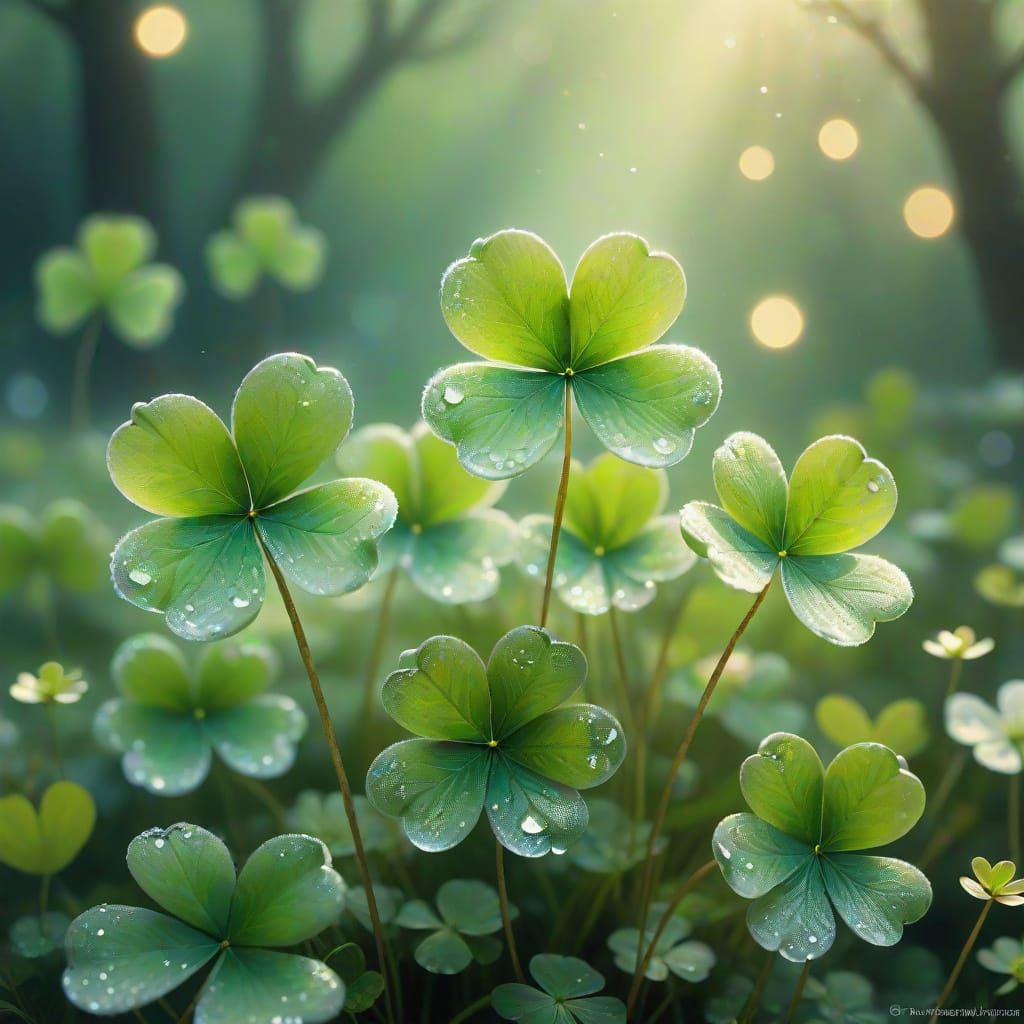 Whimsical Shamrock Clovers in Golden Hues