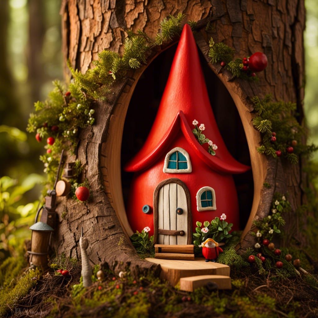Charming Gnome House in Forest Illustration