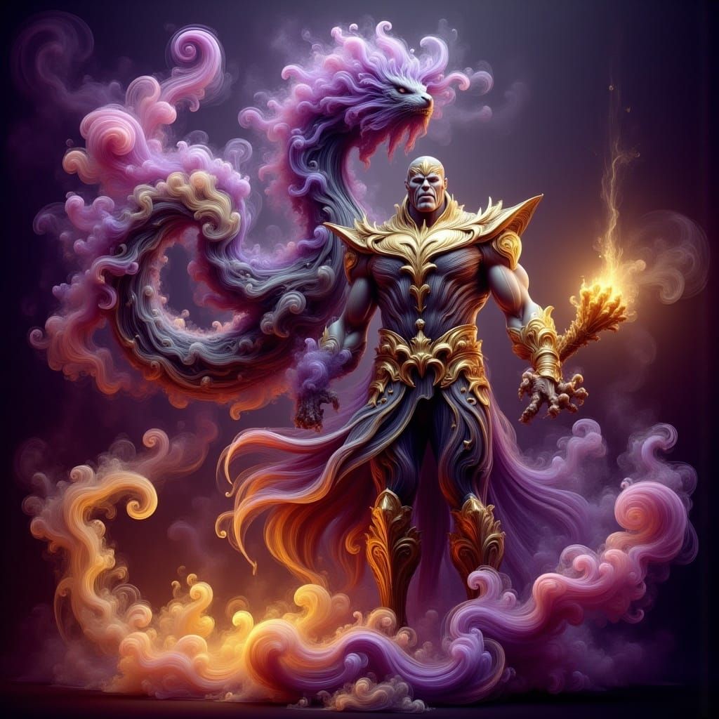 Epic Battle: Thanos vs Dragon in Mystical Realm