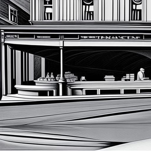 Edward Hopper Inspired Nighthawks Charcoal Sketch