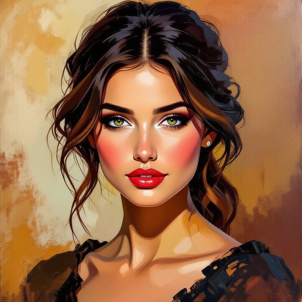 Impasto Portrait of a Stunning Young Woman in Warm Tones