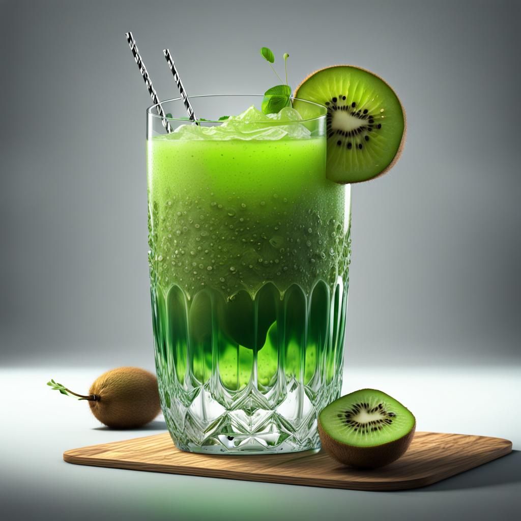 Kiwi Cocktail Art in Detailed Matte Style