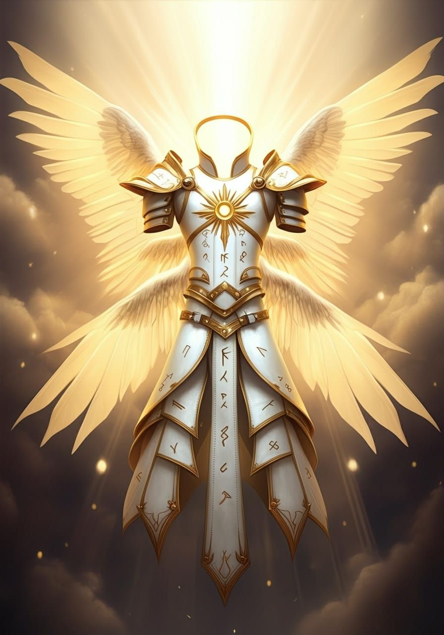 Radiant Leather Armor with Wings, High-Fantasy Style
