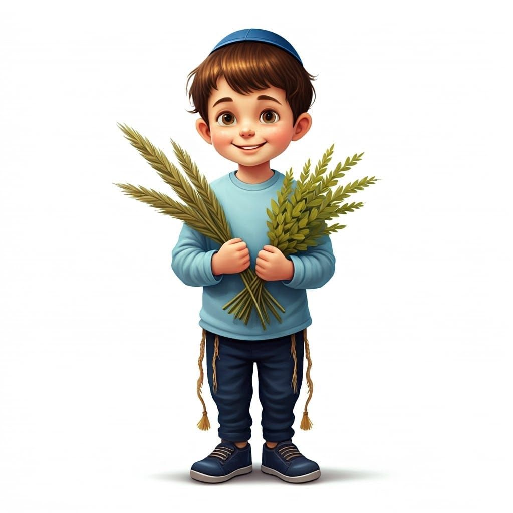 Cherubic Sukkot Boy in Whimsical Digital Art