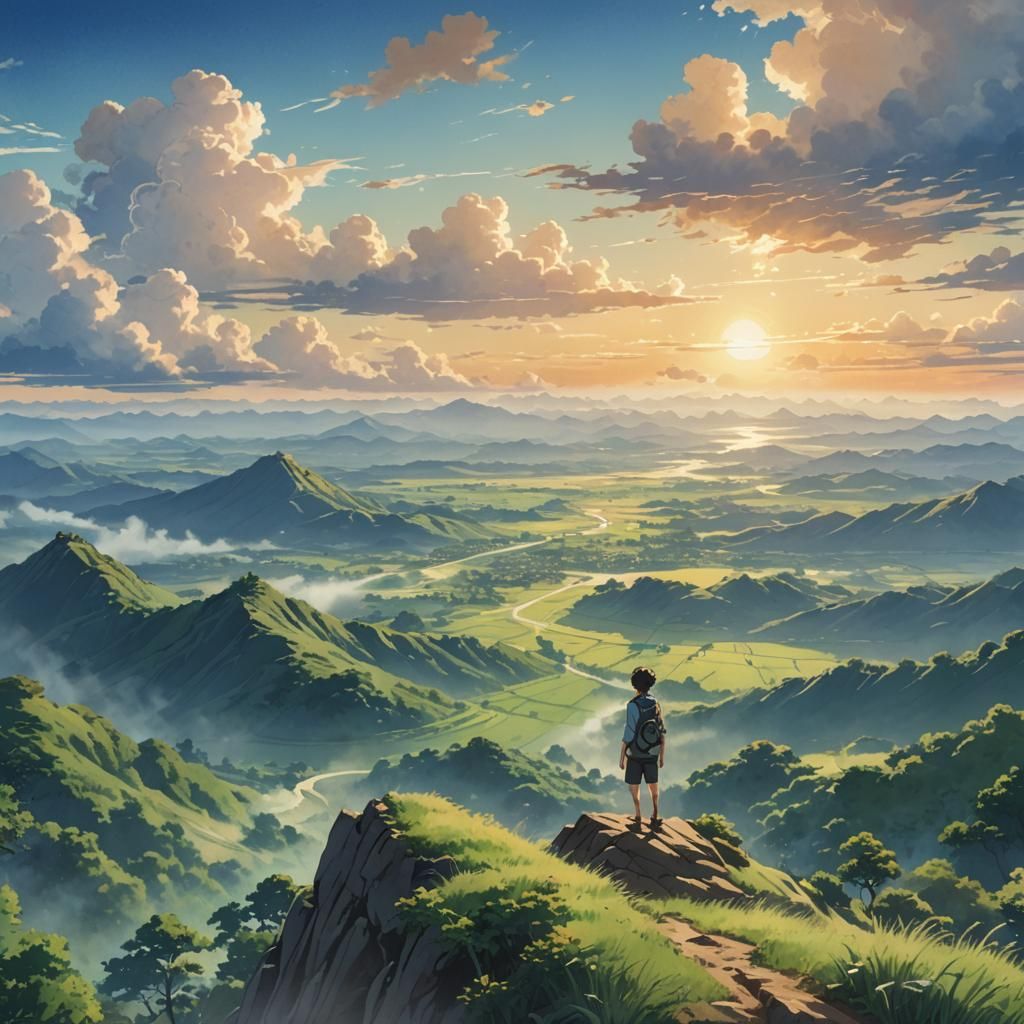 Anime Key Visual: Serene Mountain Landscape