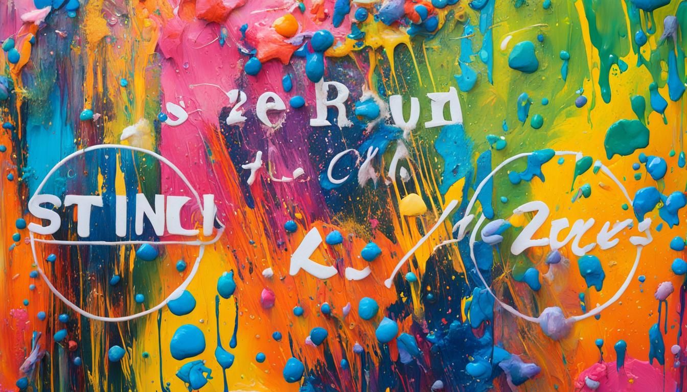 Vibrant Abstract Expressionism with Iridescent Paint Splatte...