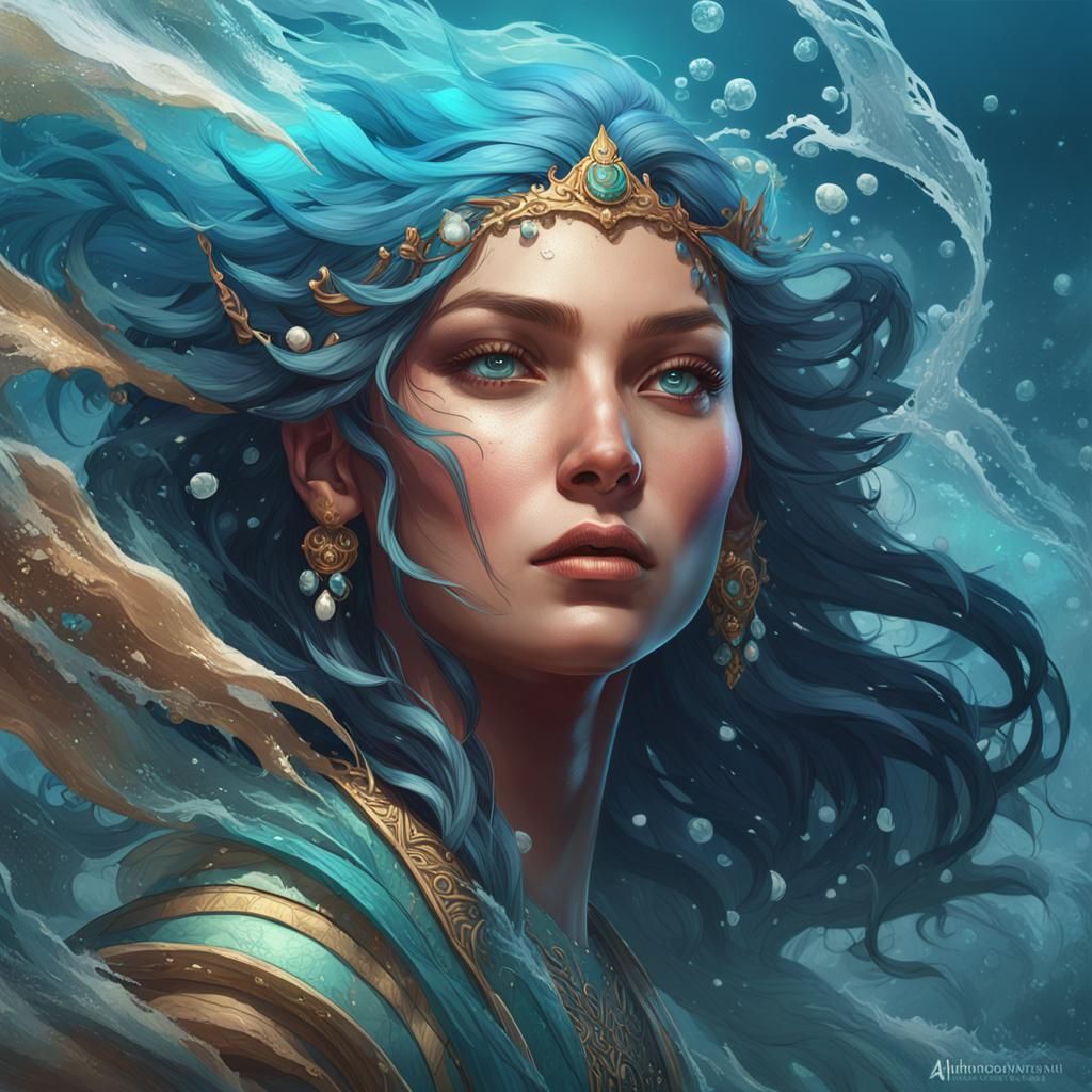 Ocean Queen Portrait in Hyperdetailed Digital Art
