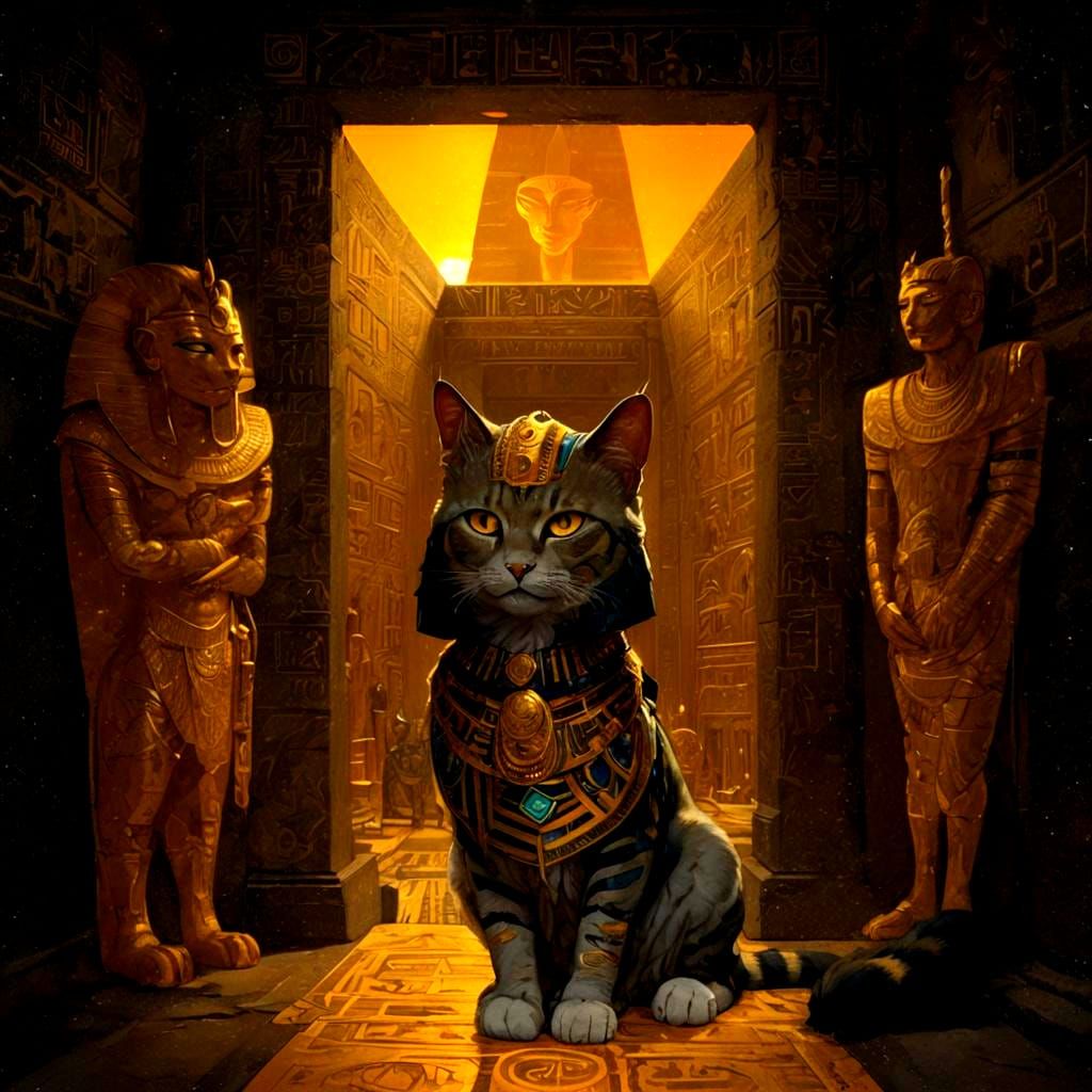 Elegant Ancient Egyptian Pharaoh Cat