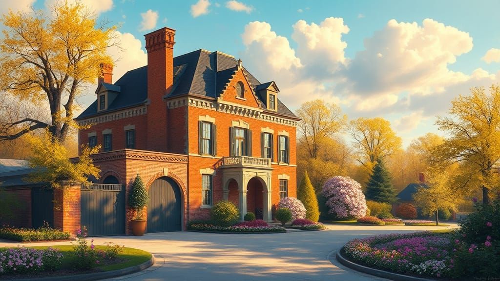 Grand Chateau in Golden Afternoon Light