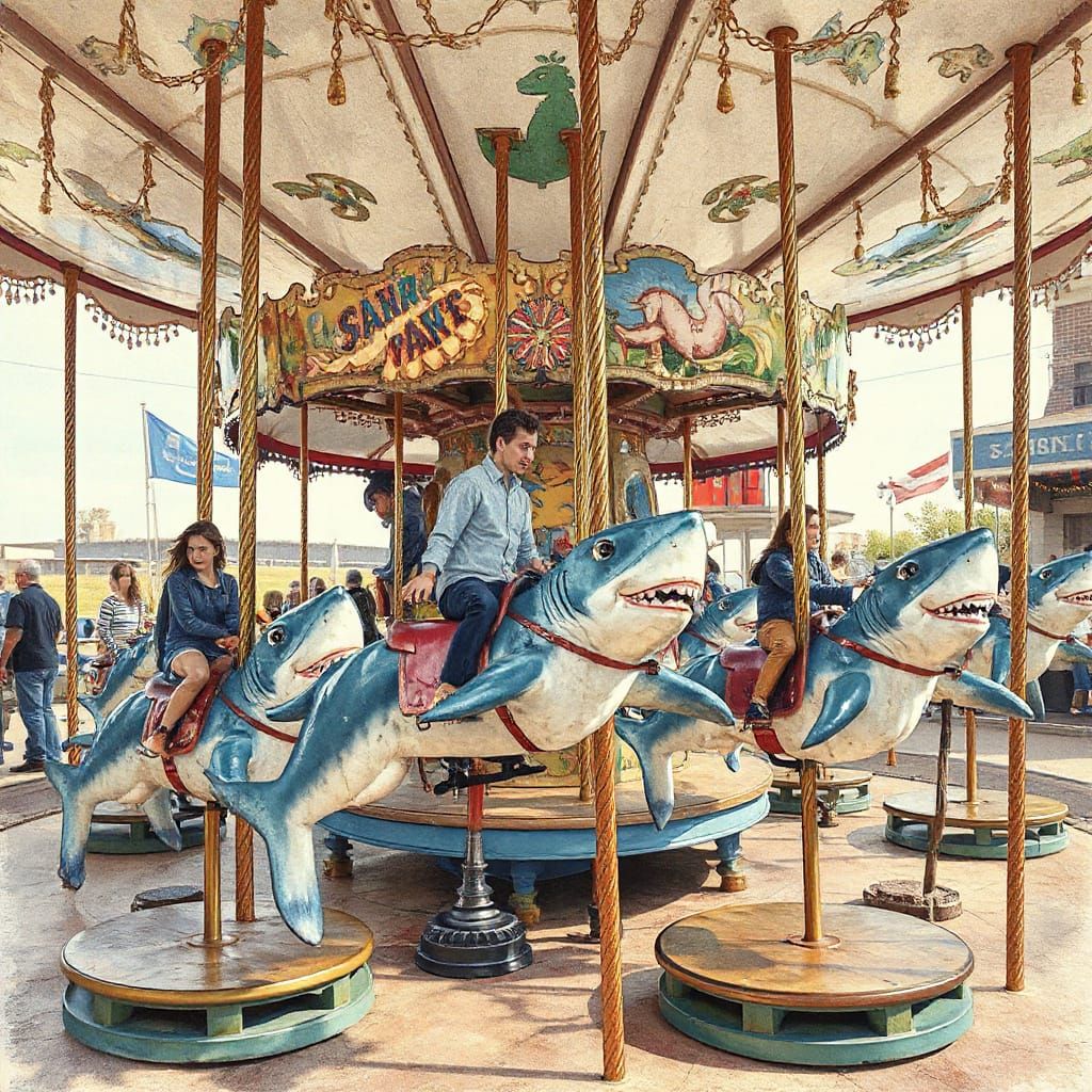 Vintage Shark Carousel at Fairgrounds