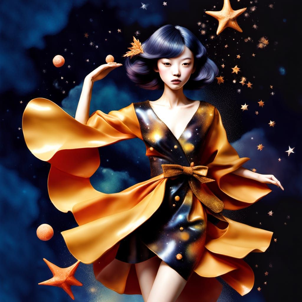 Surreal Cosmic Landscape in Watercolor Diorama Style