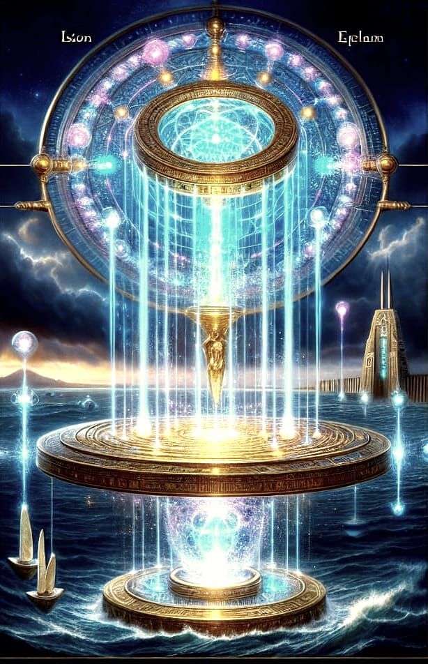 Atlantis Teleportation Device with Golden Seascape