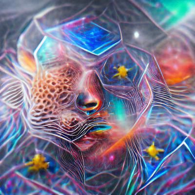 Evolving Tesseract: Holographic Astral Cosmic Illustration
