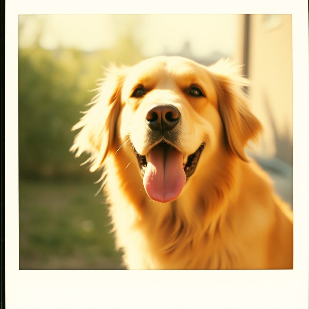Nostalgic Golden Retriever in Warm Sunny Light