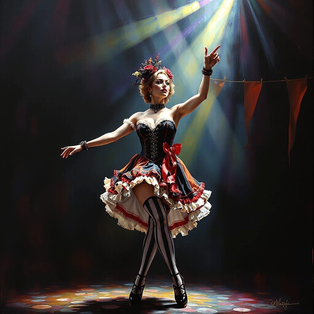 Horror Circus Cabaret Dancer in Renaissance Style